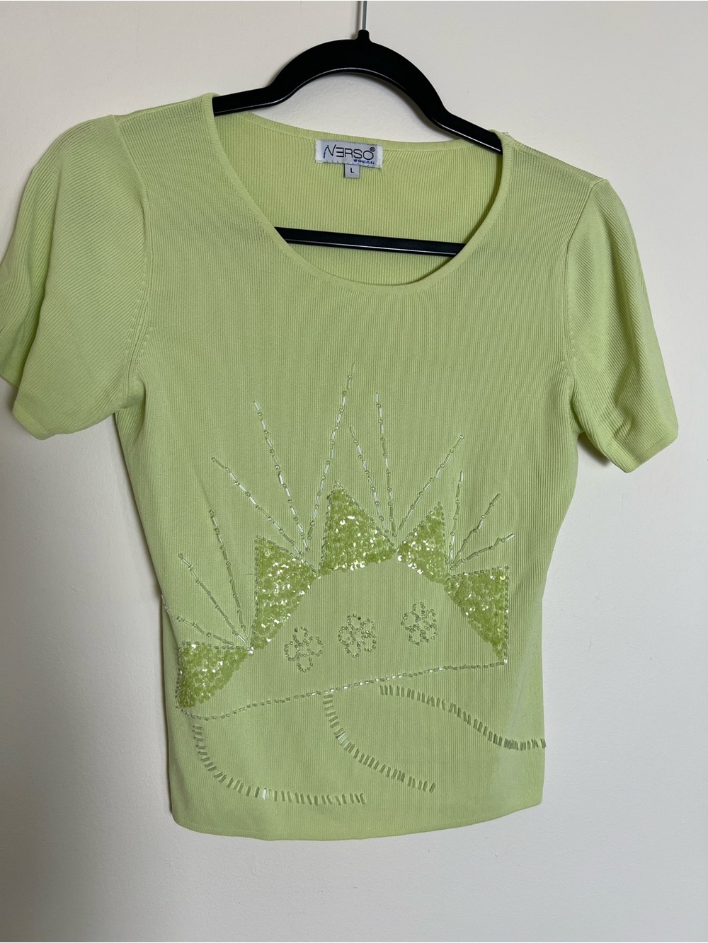 Lime Short Sleeve Sequin Crown Tee